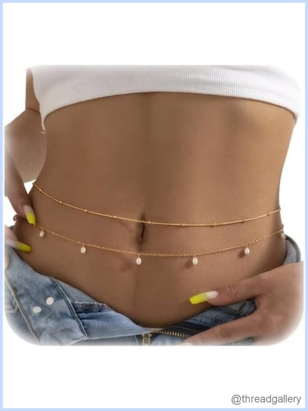 14K Gold Plated Layered Waist Chain Adjustable Body Jewelry for Beach